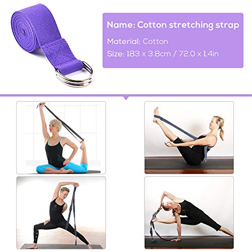 51EW5V8cC7L Yoga Beginner Set High Density EVA Foam Block and 6 Ft Cotton Stretching Strap