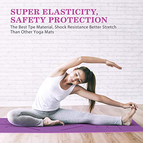 51FQzjKtdSL Thick Nonslip Yoga Mat with Alignment Lines