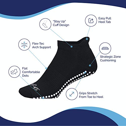51H907PuewL Skyba Non-Slip Socks for Women - Enhance Your Grip in Yoga, Barre, Pilates, or Any Slippery Surface - 2 Pairs (Women's Shoe 9.5-11/Men's 8-9.5)