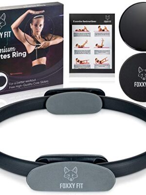 Get the most out of your Pilates workout: The Premium Pilates Ring - Magic Circle for Pilates, Yoga, and Floor exercises- Twin-Grip Handles, Thighs, Core, and Arms Workouts, Core Sliders, Workout Guide, and Bonus Included.