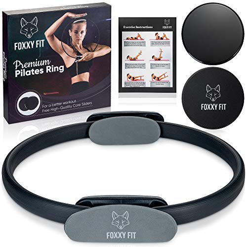 Get the most out of your Pilates workout: The Premium Pilates Ring - Magic Circle for Pilates, Yoga, and Floor exercises- Twin-Grip Handles, Thighs, Core, and Arms Workouts, Core Sliders, Workout Guide, and Bonus Included.