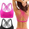 Patelai 2 Pack Womens Padded Sports Bra Cross Back