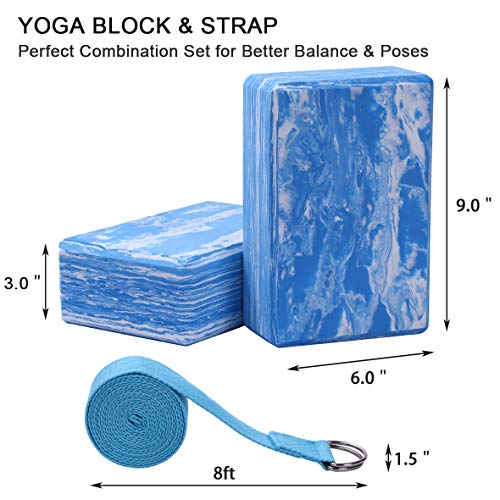 Yoga Journey with ADRIMER Yoga Blocks 2 Pack and Strap - Achieve Stability and Flexibility Anywhere