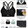 Crossback Strappy Sports Bra with Removable Cups - Light Support for Yoga and Gym