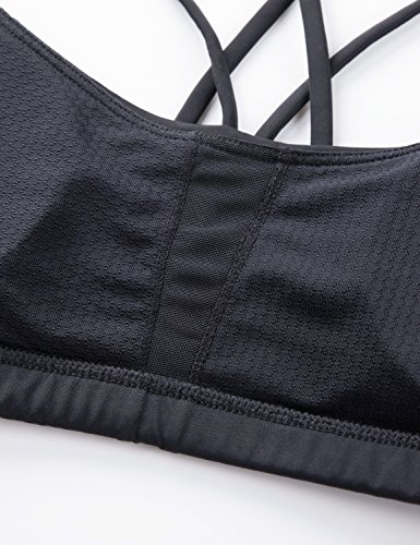 51Kzw+LYo1L Padded Yoga Bra Tops Black Strappy Sports