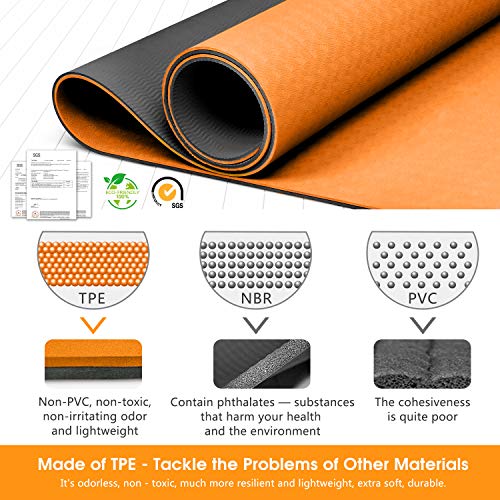 51OToST8j6L Yoga Mat Exercise Fitness Mat - High Density Non-Slip