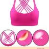Patelai 2 Pack Womens Padded Sports Bra Cross Back