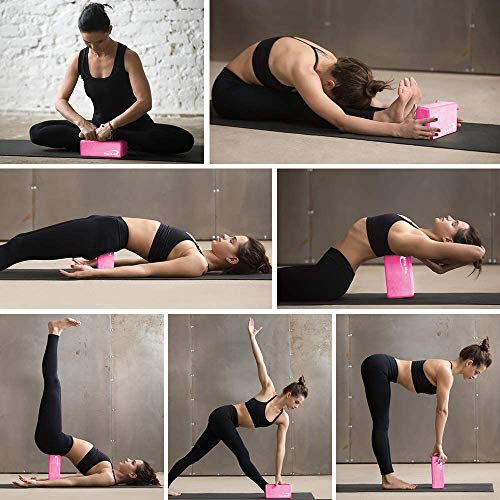 51QJyKipftL Premium Yoga Block and Stretch Band Set - Non-Slip, Eco-Friendly Yoga Blocks for Flexibility & Alignment (Pink)