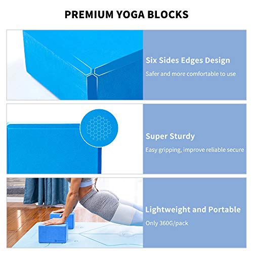 Yoga Block (2 Pack),Yoga Strap Set , High Density EVA Foam