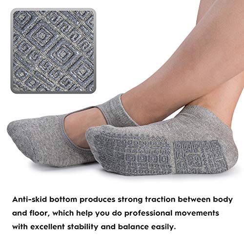 51VLaCrqm6L Non Slip Grip Yoga Socks for Women with Cushion for Pilates