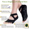 Non-Slip Yoga Socks for Ladies - Toeless Anti-Skid Pilates, Barre, Ballet, Bikram Workout Socks with Grips