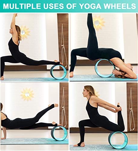 Yoga Wheel 3 Pack - Back Pain Relief Kit with Fitness Straps, Various Sizes for Complete Body Exercises, Includes Yoga Wheel Bag