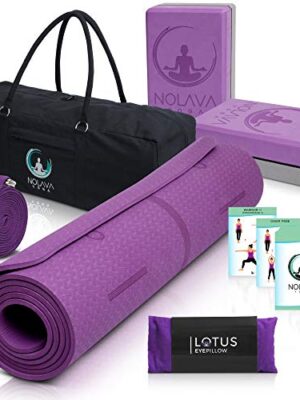 NOLAVA 7 Piece Yoga MAT Set - Yoga Mat Bag for Yoga Accessories