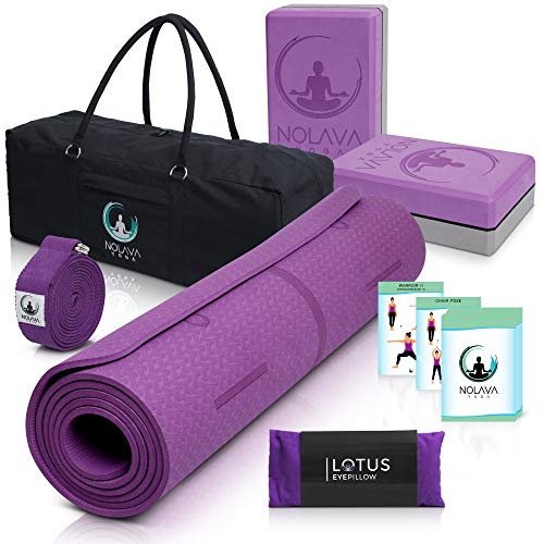 NOLAVA 7 Piece Yoga MAT Set - Yoga Mat Bag for Yoga Accessories