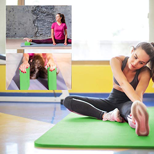 Practice with HemingWeigh Yoga Kit - Green Yoga Mat Set with Carrying Strap, Blocks, Strap, and 2 Microfiber Towels - Ideal for Home Workouts or Gym Classes