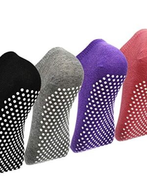 Pilates Yoga Non Slip Skid Socks - Elutong 4 Pack
