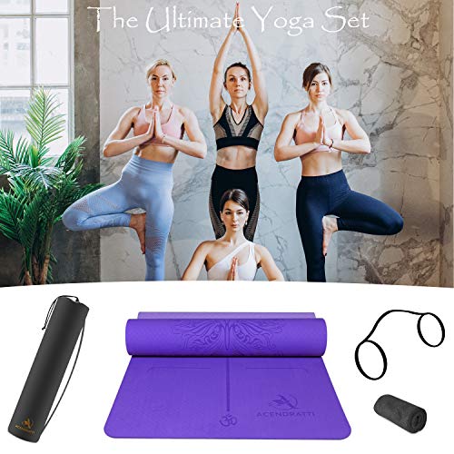 Yoga Mat TPE Premium + Microfiber Towel + Yoga Mat Carry Bag