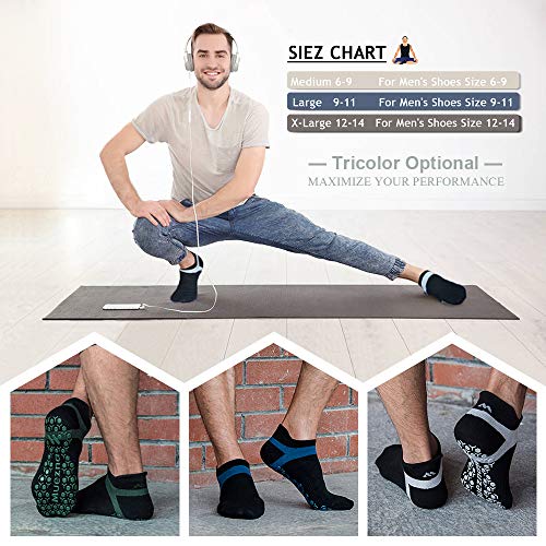 51Z4IRsOlML Muezna Men's Non-Slip Yoga Socks, Anti-Skid Pilates