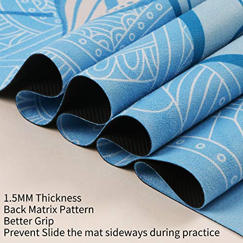 51ZN3rNj5ZL.SL1500 Travel Yoga Mat - Suede & Natural Rubber, Non-Slip, Ultra-Thin, Foldable Gym Mat with Canvas Bag for Yoga & Pilates (72"x26")