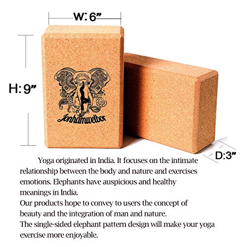Yoga Blocks Cork 2 Natural Brick Non-Slip Soft Eco-Friendly