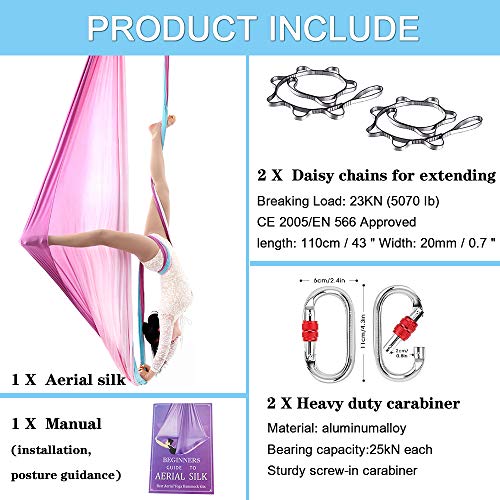 SAIVEN Aerial Silks-Aerial Yoga Hammock with Deluxe Yoga Swing