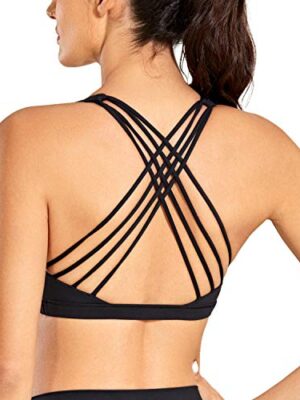 Strappy Sports Bras for Women Cross Back Sexy Padded Yoga Bra