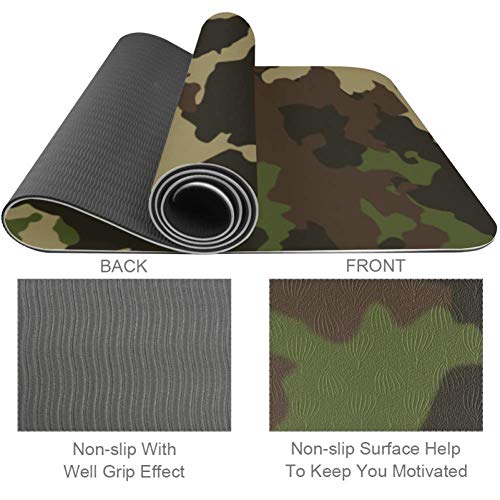 51aW3tn0ttL Thick Yoga Mat Non Slip Army Green Camouflage