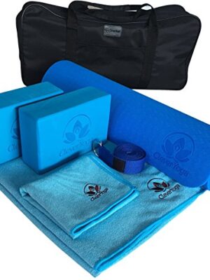 Yoga Set Kit 7-Piece 1 Yoga Mat, Yoga Mat Towel, 2 Yoga Blocks, Yoga Strap, Yoga Hand Towel, FREE Carry Case - Perfect Yoga Gift For Exercises Yogis and Seniors