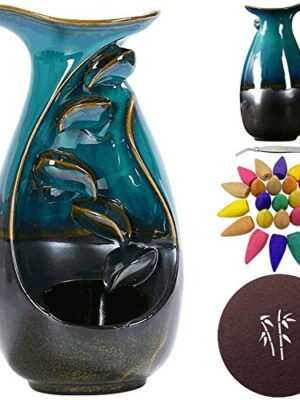 Olerqzer Ceramic Backflow Incense Holder with 30 Backflow