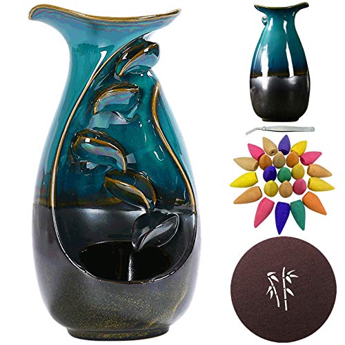 Olerqzer Ceramic Backflow Incense Holder with 30 Backflow