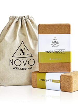 NOVO Wellbeing Cork Yoga Block 2 Pack with Bag