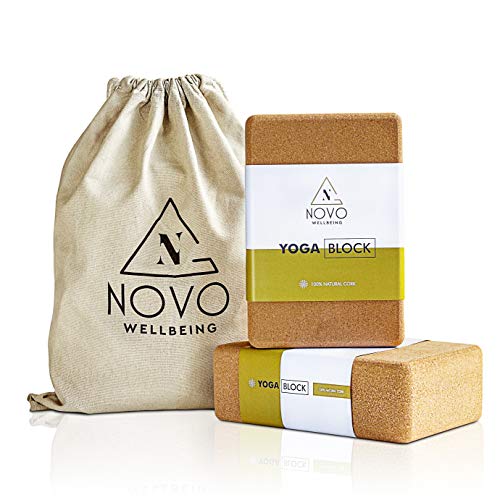 NOVO Wellbeing Cork Yoga Block 2 Pack with Bag 1 NOVO Wellbeing Cork Yoga Block 2 Pack with Bag
