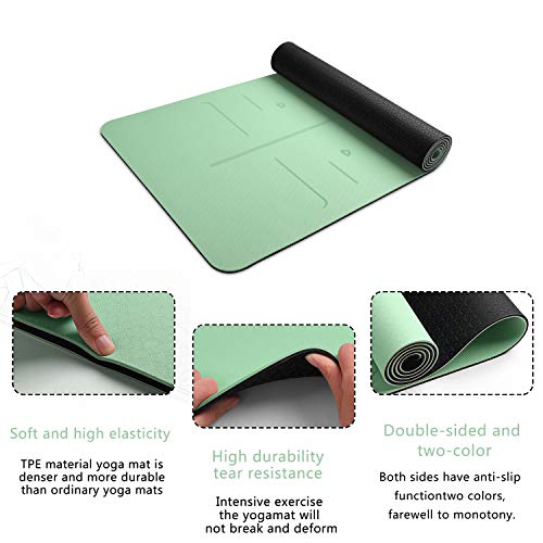 51dJ-SShckL Yoga Mat Non Slip TPE Fitness Mats with Carrying Strap