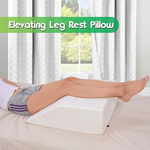 51eR95hm20L Leg Elevation Pillow with Memory Foam - Relieves Swelling & Pain, Supports Back, Hips, Knees - Ideal for Sleep, Relaxation & Reading 🛏️