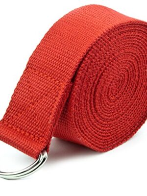 10-Foot Extra-Long Cotton Yoga Strap with Metal D-Ring