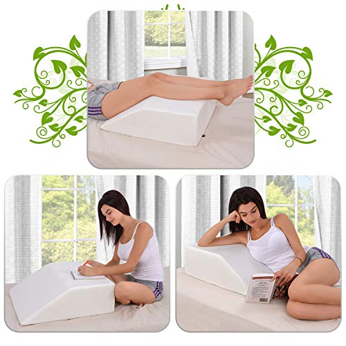 51f+mlH7OwL Leg Elevation Pillow with Memory Foam - Relieves Swelling & Pain, Supports Back, Hips, Knees - Ideal for Sleep, Relaxation & Reading 🛏️