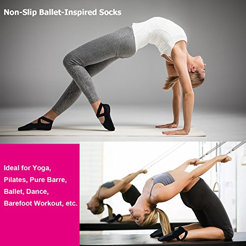 51iAwQOzo5L.SL1500 Yoga Socks for Women Non-Slip Grips, Straps