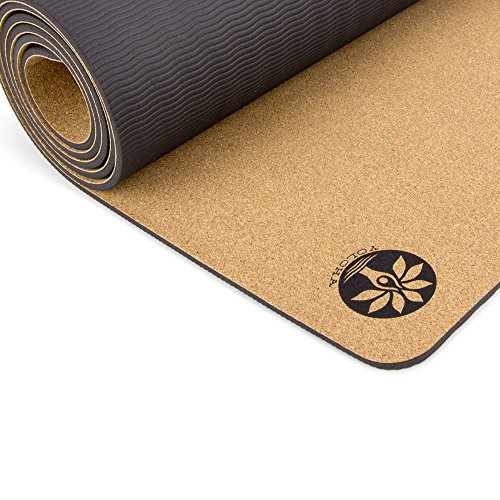 51iUUpC3zGL Yoloha Cork Aura Yoga Mat - 80”x26” - 6mm thick – Non Slip