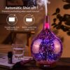 Rose Gold Essential Oil Diffuser 3D Glass Aromatherapy
