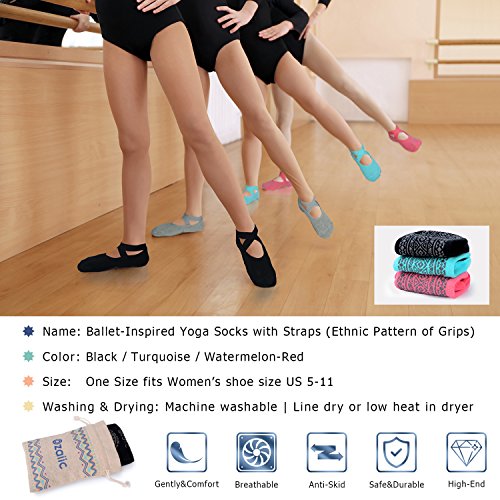 51ifU-T6TEL.SL1500 Yoga Socks for Women Non-Slip Grips, Straps