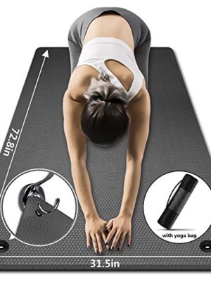 Yoga Mat 31.5 inch 10mm ,LFS Extra Wide and Extra Thick Non Slip