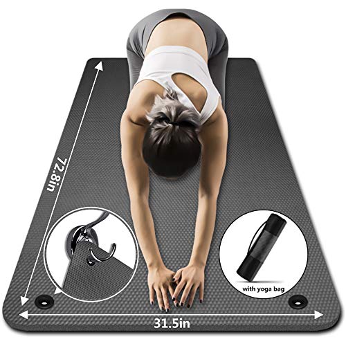 Yoga Mat 31.5 inch 10mm ,LFS Extra Wide and Extra Thick Non Slip