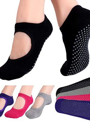 Hicdaw 4Pairs Yoga Socks for Women Non Slip