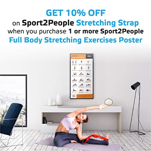 sport2people Stretching Strap for Yoga, Flexibility, Rehabilitation