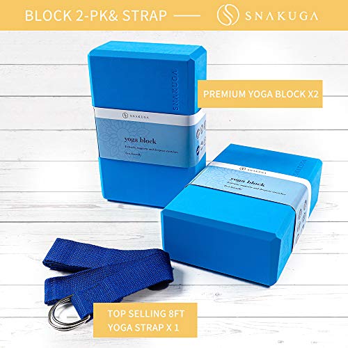 Yoga Block (2 Pack),Yoga Strap Set , High Density EVA Foam