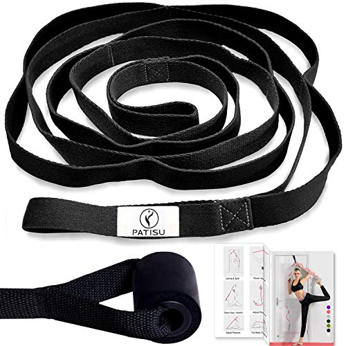 Yoga Strap + Door Anchor, 12 Loops Yoga Stretch Straps Set