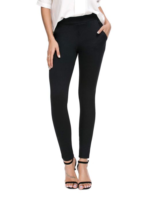 Bamans Women's Skinny Leg Work Pull on Slim Stretch