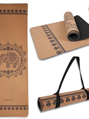 GYMBOPRO Cork Yoga Mat Eco Friendly Cork, Natural Rubber Mat