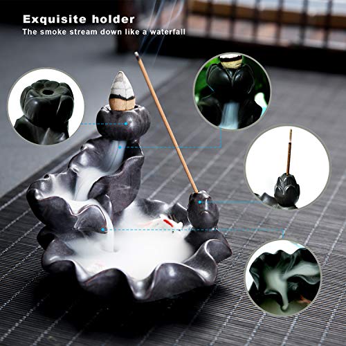 Backflow Incense Burner,Lotus Fish Waterfall Incense Burner