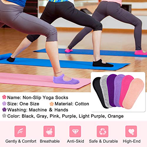 51nK4q5MfGL Yoga Socks for Women Non Slip, Caffox 6 Pairs